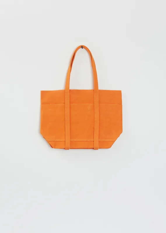 Washed Cotton 6 Pockets Tote, Small — Orange sold by La Garconne