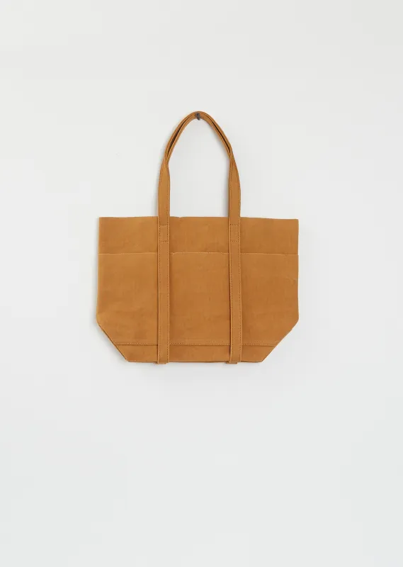 Washed Cotton 6 Pockets Tote, Small — Mustard sold by La Garconne