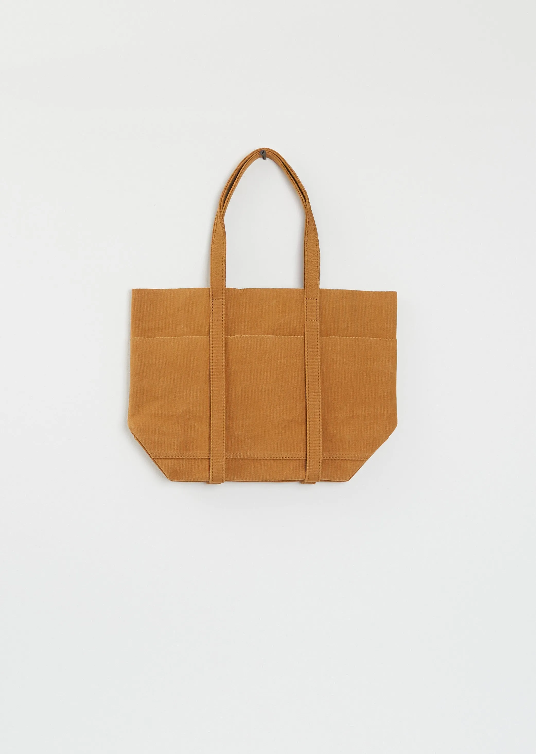 Washed Cotton 6 Pockets Tote, Small — Mustard sold by La Garconne