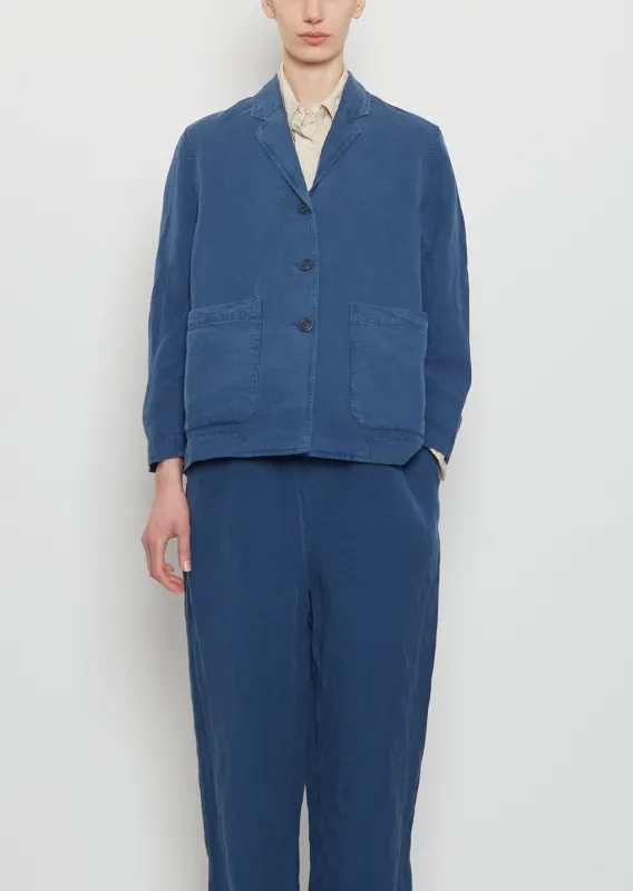 Workwear Puddy Linen Jacket — Blue sold by La Garconne