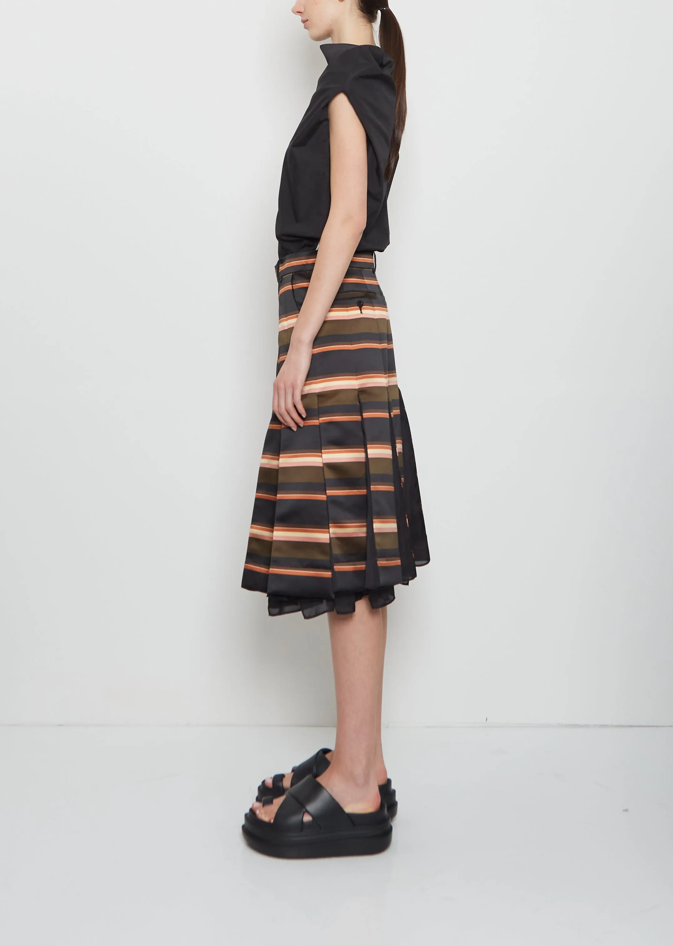 Horizontal Stripe Satin Skirt sold by La Garconne product image thumbnail 2