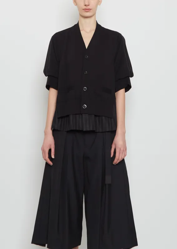 Chalk Stripe x Cotton Knit Cardigan sold by La Garconne