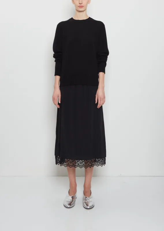Lace Trim Negligee Skirt - Black made by Simone Rocha