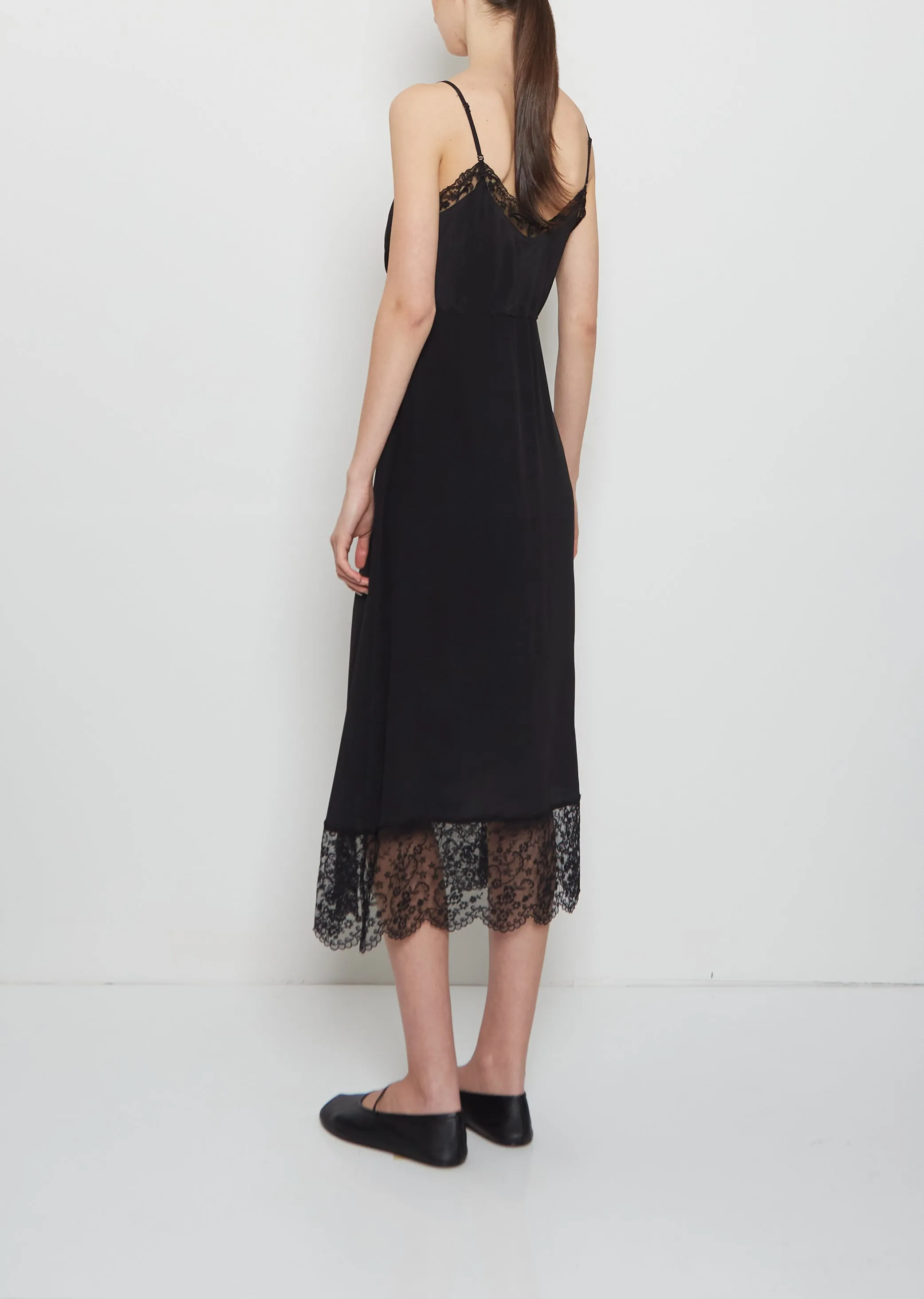 Silk Blend Lace Trim Slip Dress — Black sold by La Garconne product image thumbnail 3