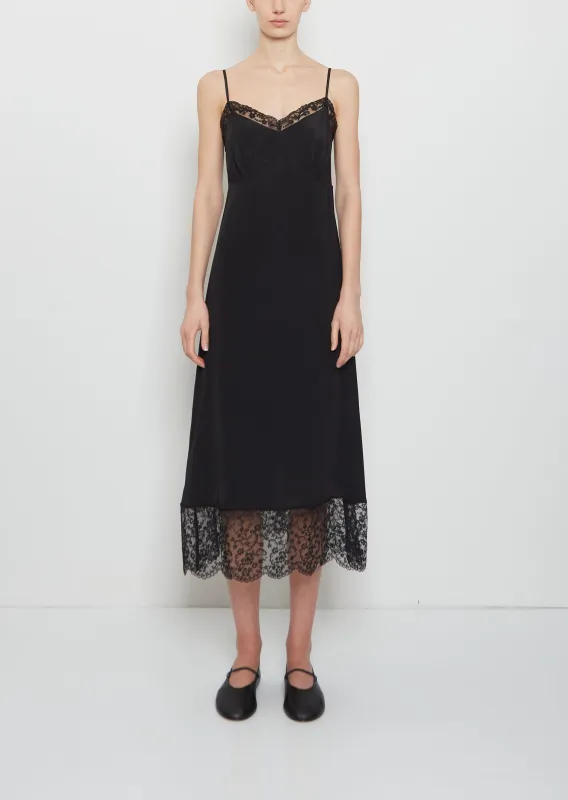 Silk Blend Lace Trim Slip Dress — Black made by Simone Rocha