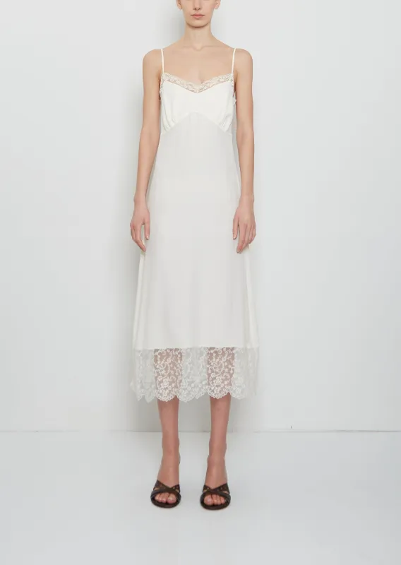 Silk Blend Lace Trim Slip Dress — Cream made by Simone Rocha