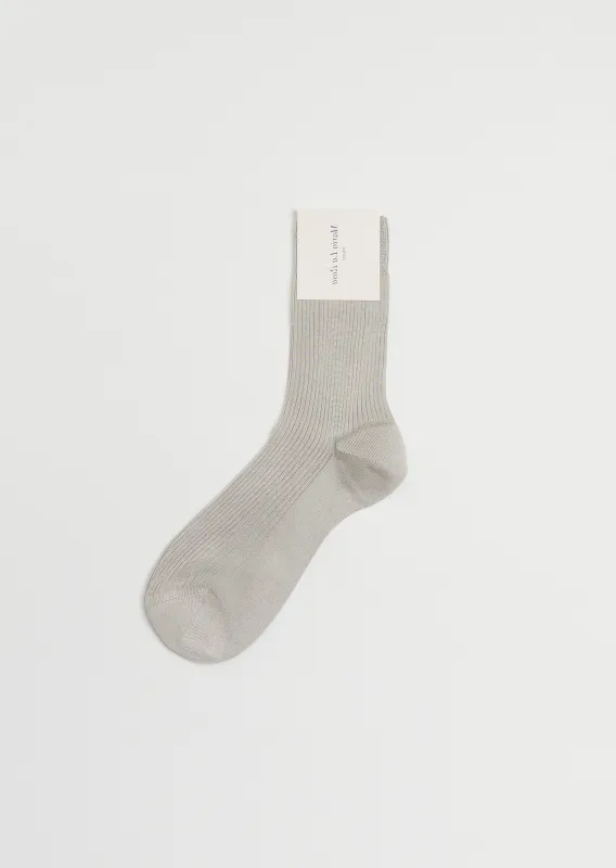 One Ribbed Silk Socks — Perlino sold by La Garconne