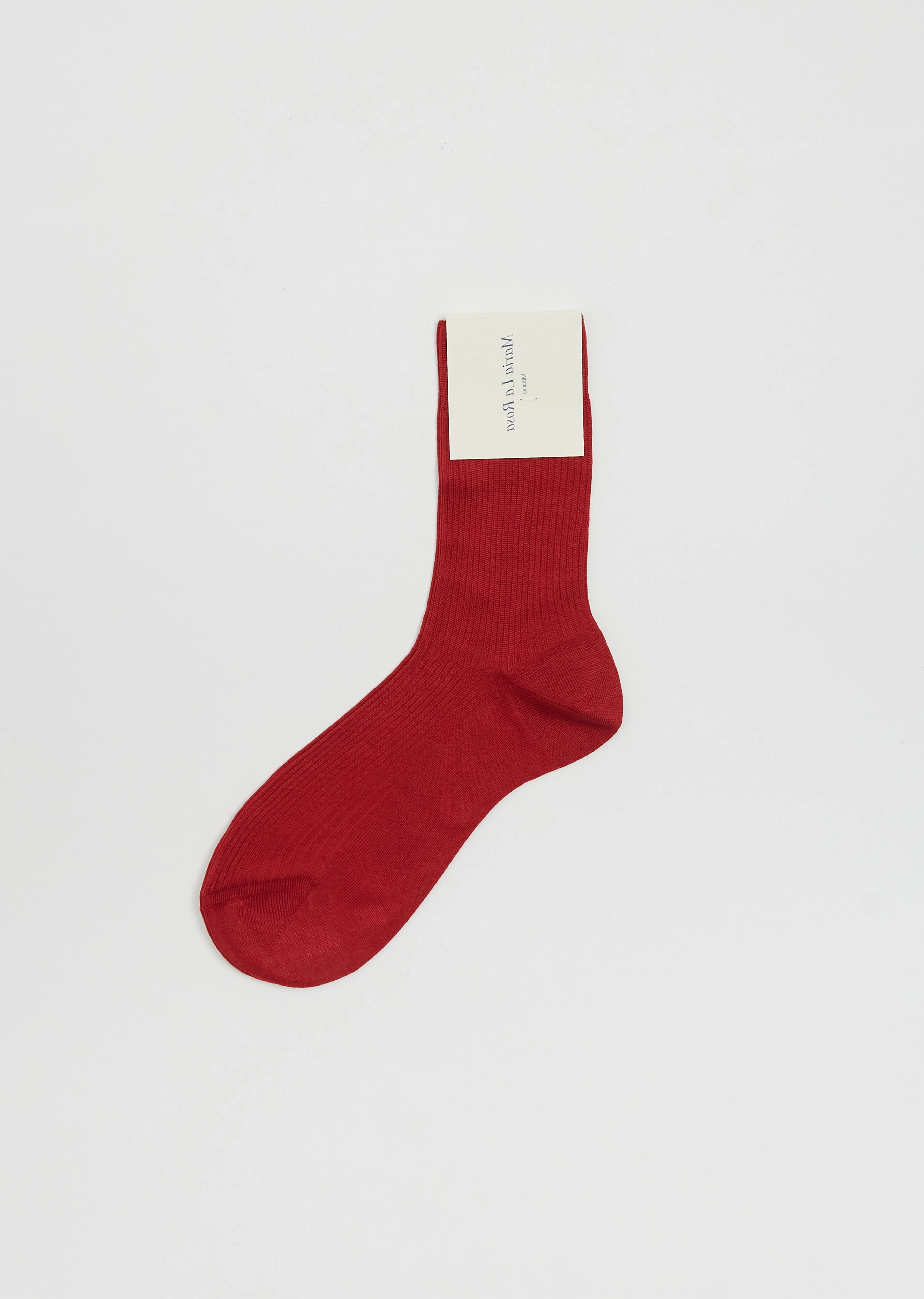 One Ribbed Silk Socks — Burdeaux sold by La Garconne