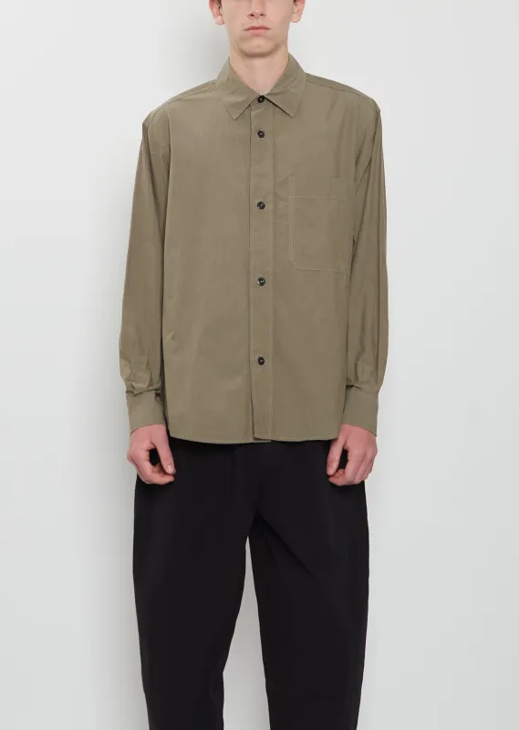 Basic Cotton Shirt — Khaki Green sold by La Garconne