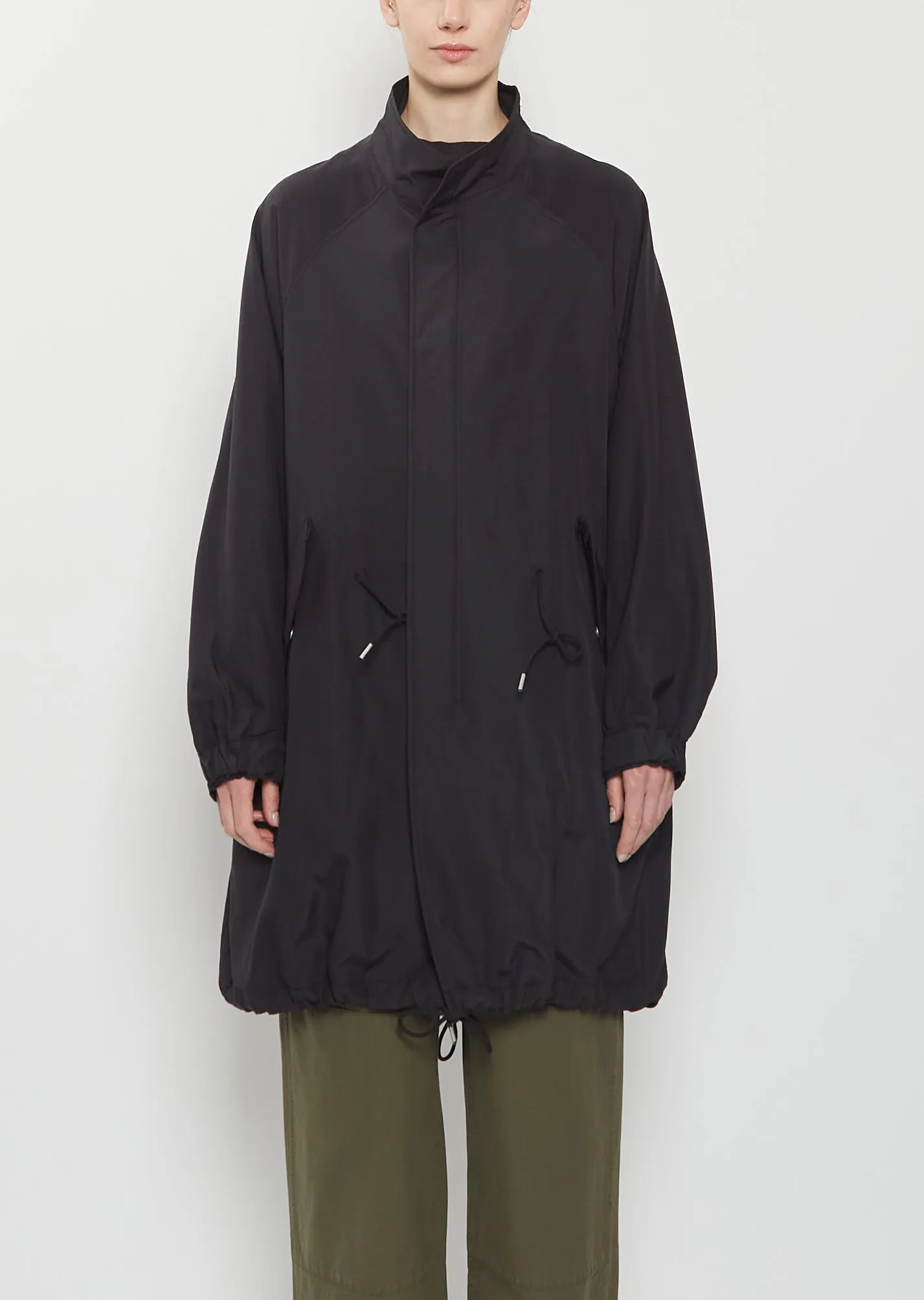 Six-Five Fishtail Silk Wool Parka — Black sold by La Garconne