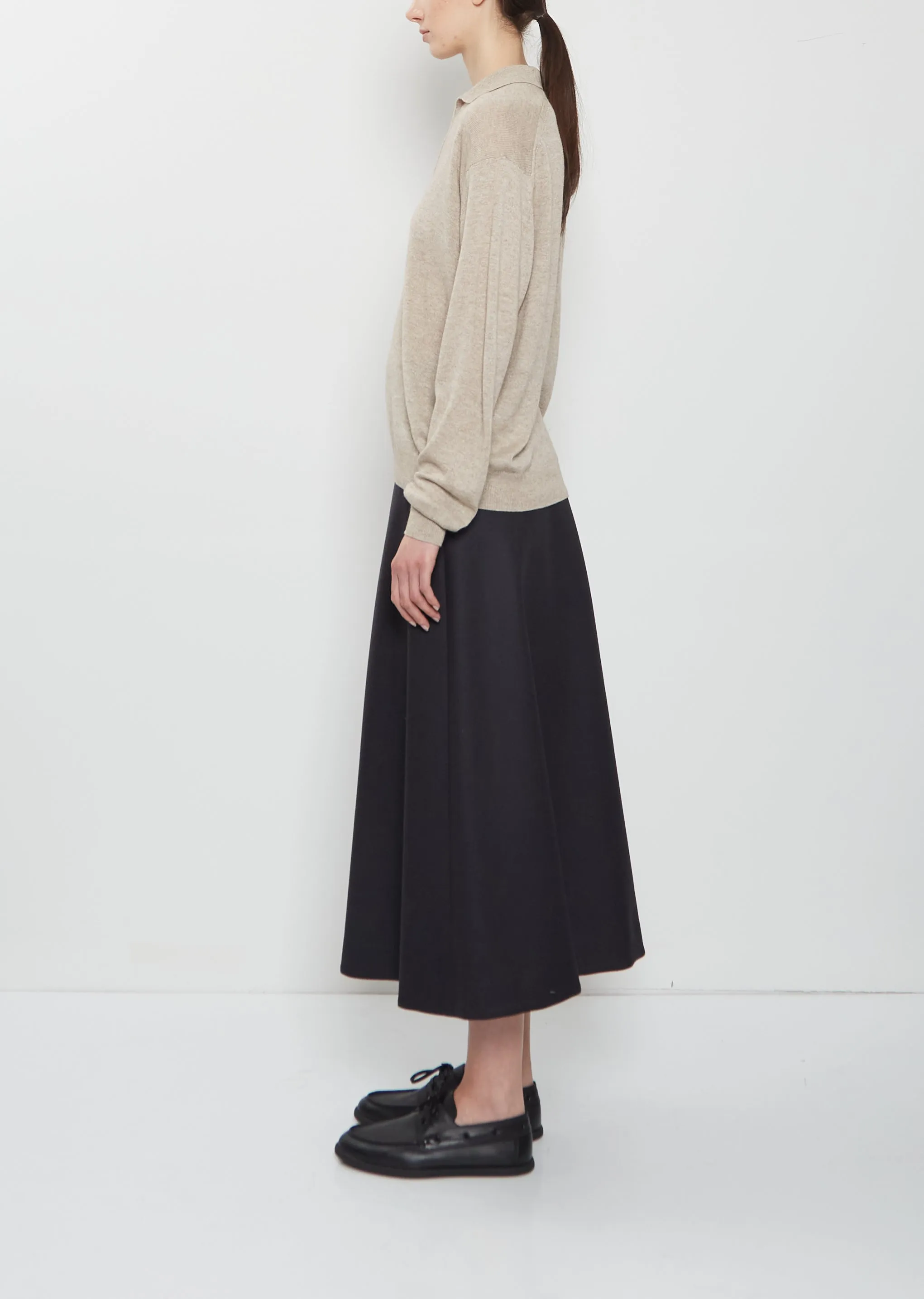 Cashmere Silk Knit Skipper Polo — Top Beige sold by La Garconne product image thumbnail 2