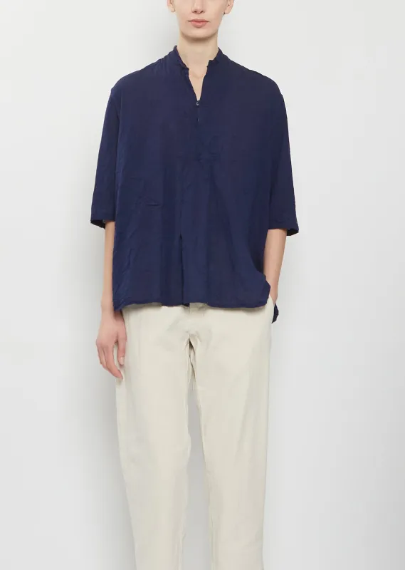 Organic Cotton Pullover Blouse — Navy made by Pas de Calais