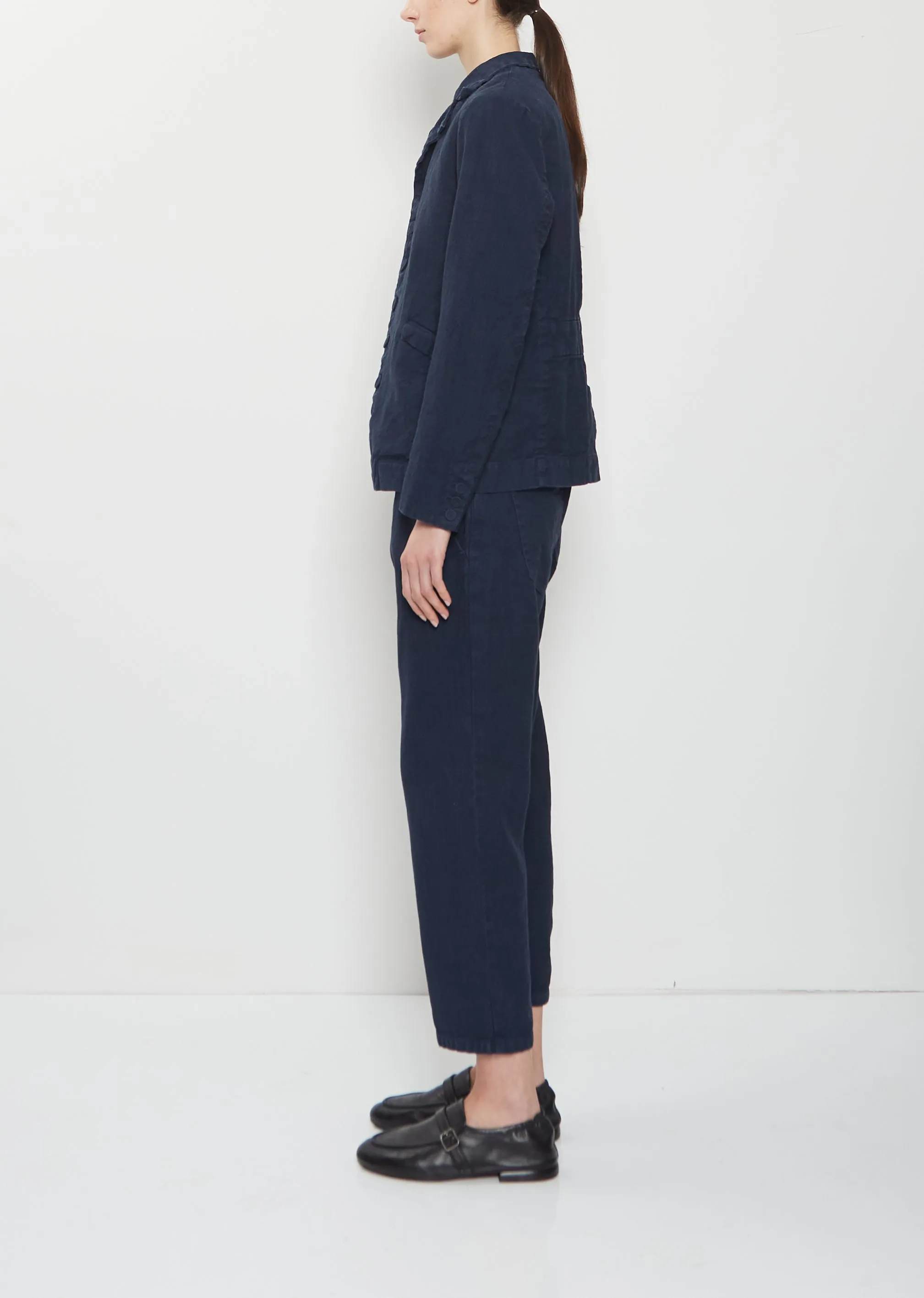 Linen Cotton Tailored Jacket — Navy sold by La Garconne product image thumbnail 2