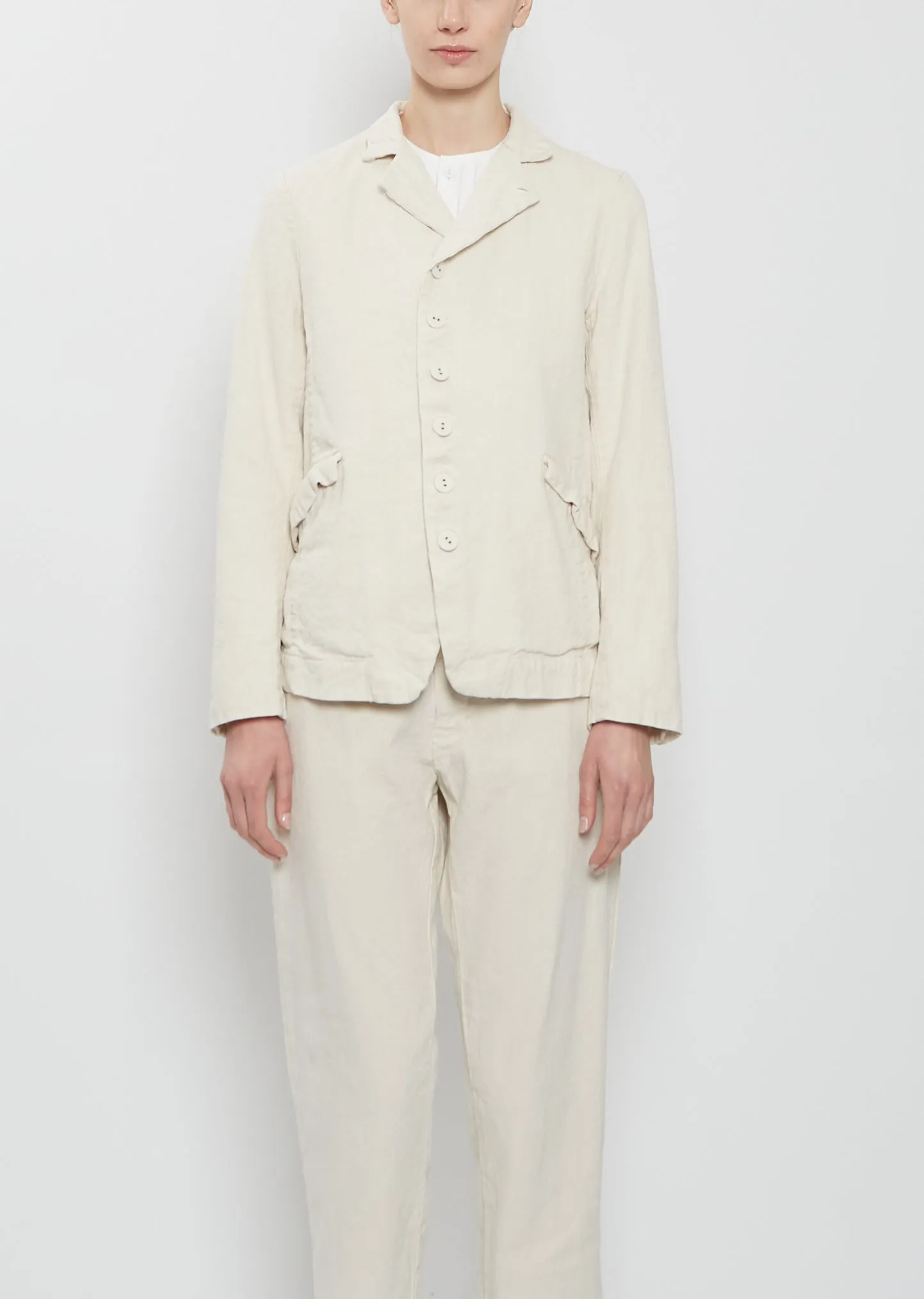 Linen Cotton Tailored Jacket — Ivory sold by La Garconne