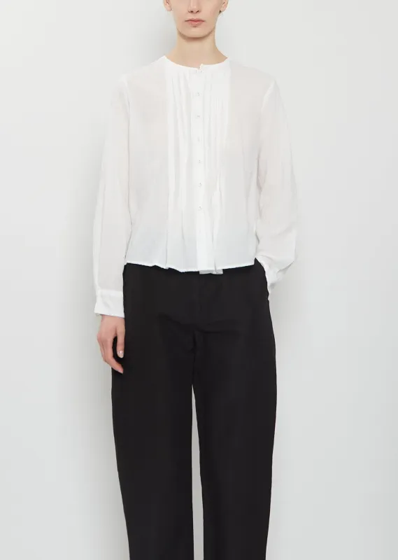 Organic Cotton Pintucks Blouse — White sold by La Garconne