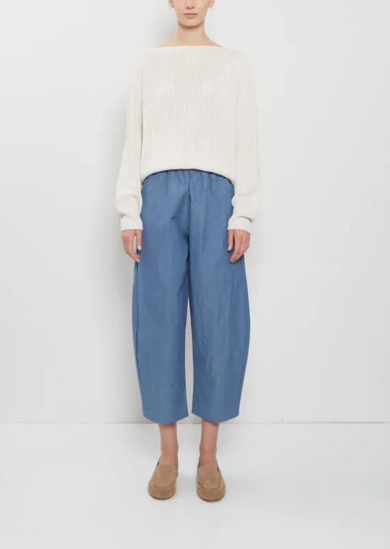 Cotton Linen Curved Trousers — Sugar Blue made by A Punto B
