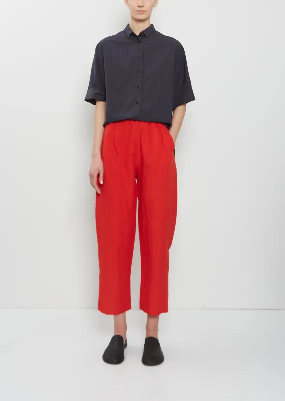Linen Tapered Trousers — Pomegranate sold by La Garconne