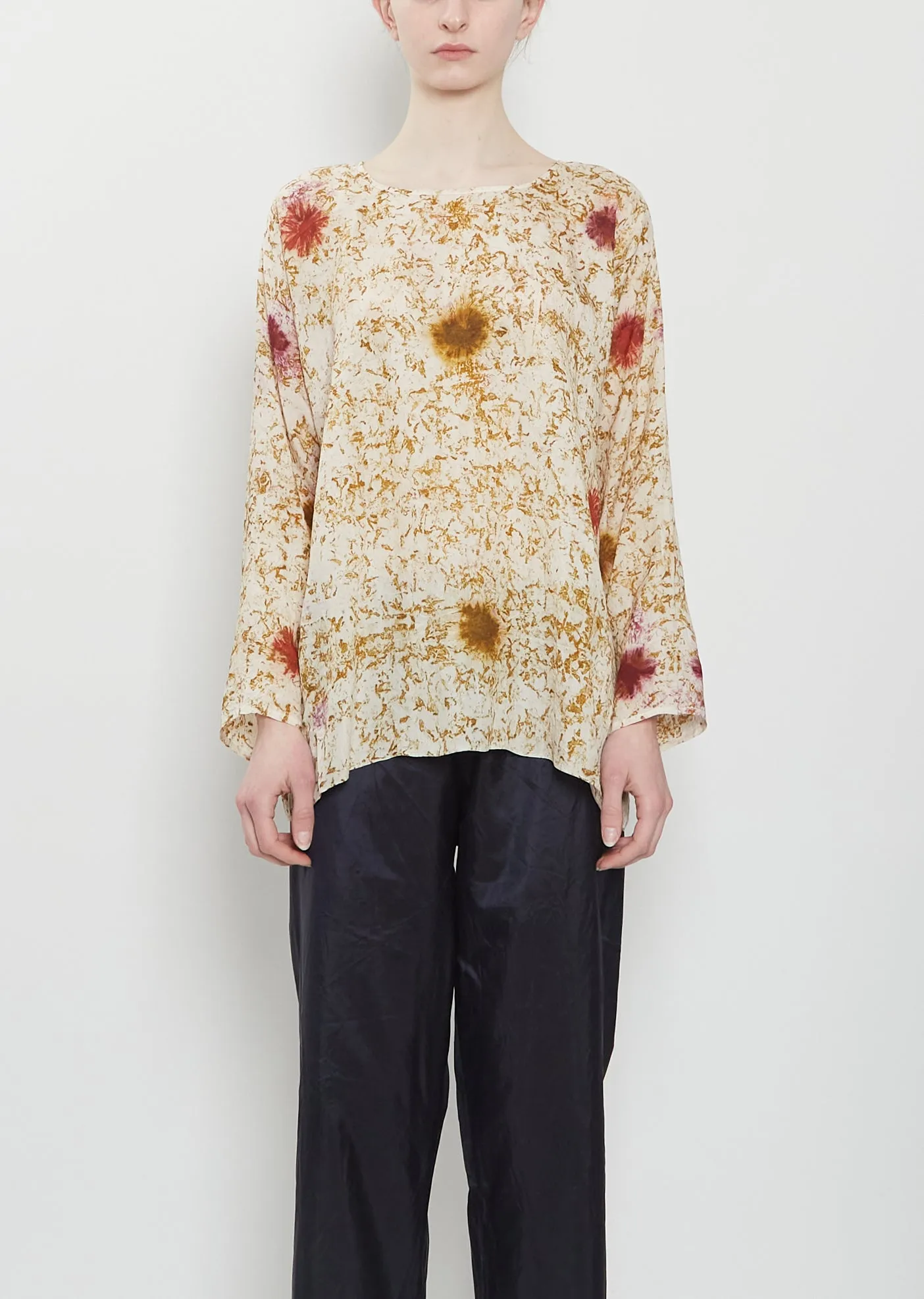 Temple Blessings Silk Long Tunisian Top — Mukhtar sold by La Garconne