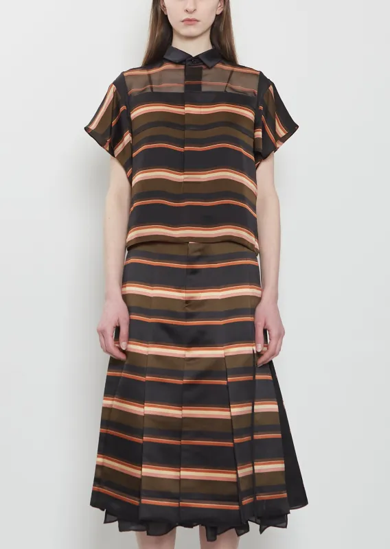 Horizontal Stripe Satin Top made by La Garconne