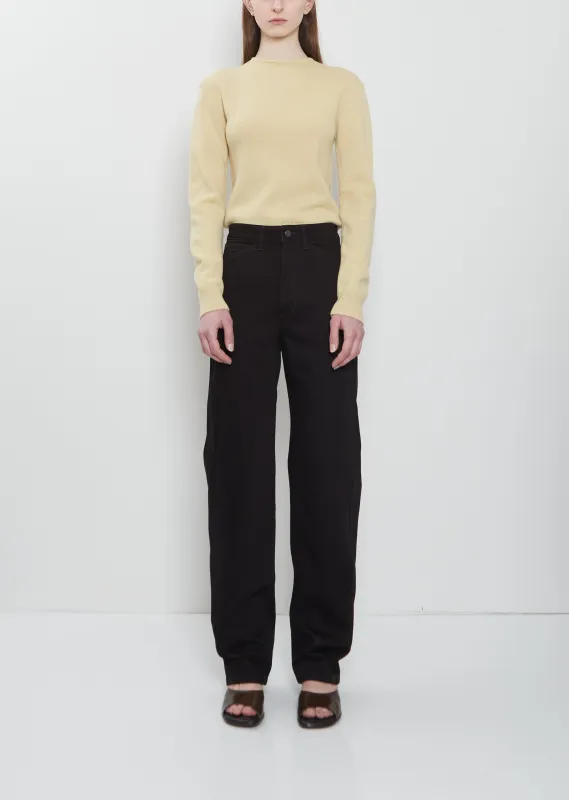 Five Pockets Cotton Twisted Pants — Black made by Lemaire