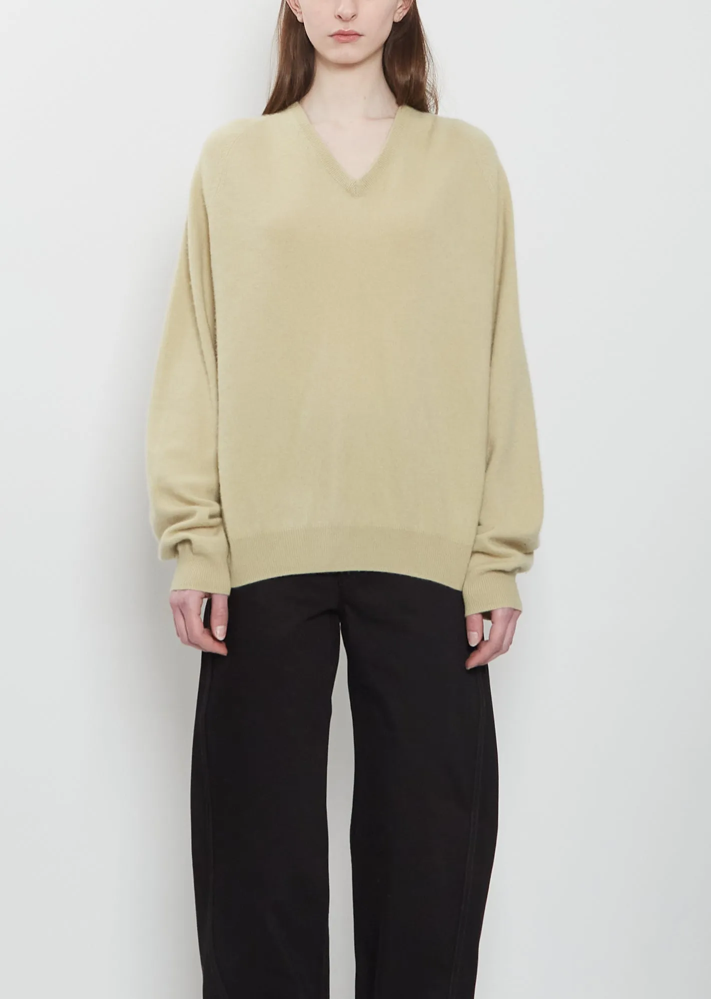 BF V-Neck Cashmere Sweater — Beige sold by La Garconne