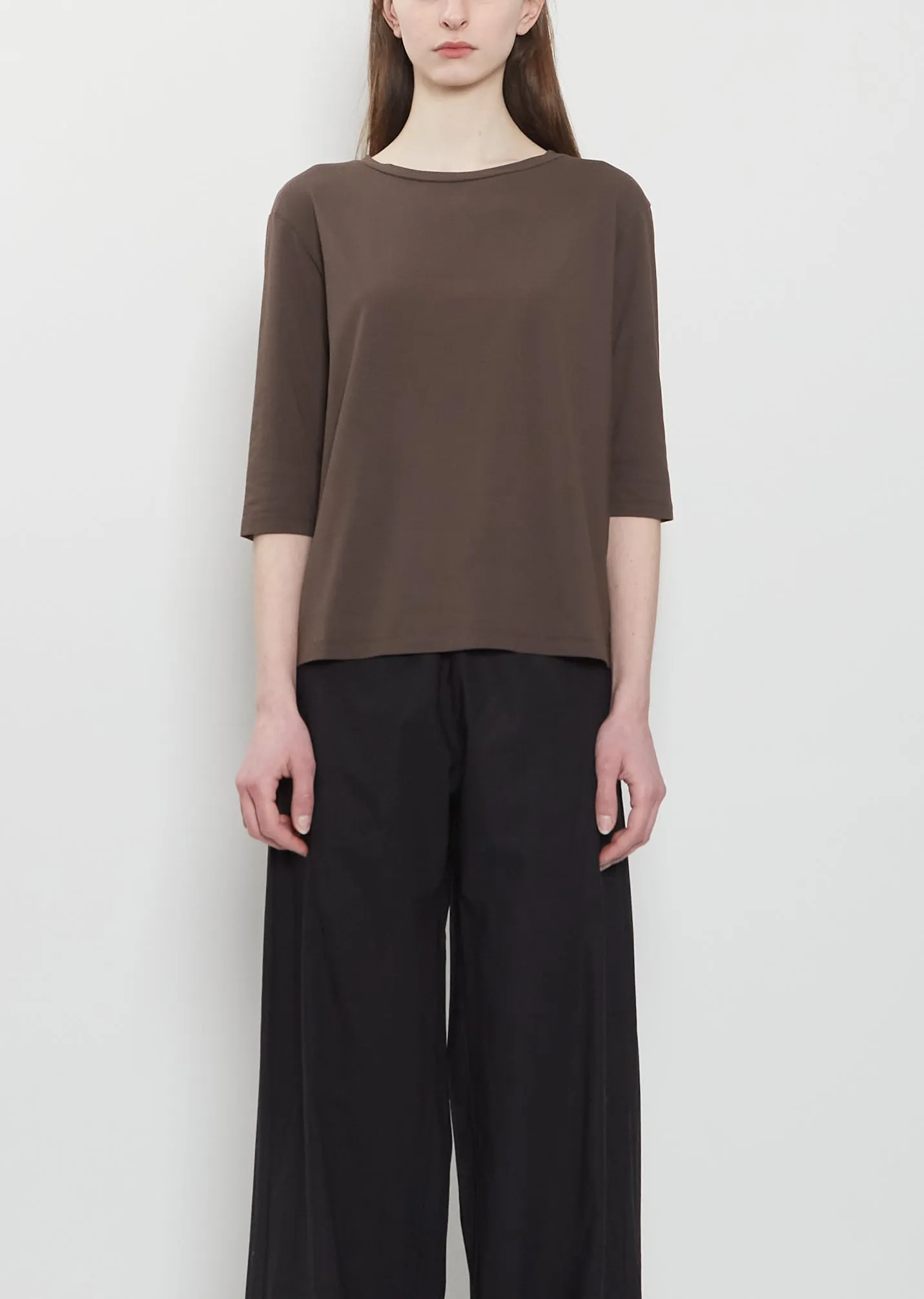 Teresa Stretch Cotton Opera Tee — Brown sold by La Garconne