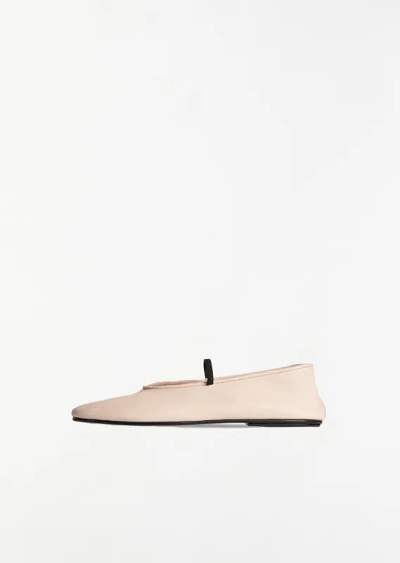 Elastic Leather Ballet Slipper — Milk sold by La Garconne