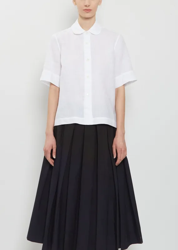 Round Collar Linen Shirt made by La Garconne