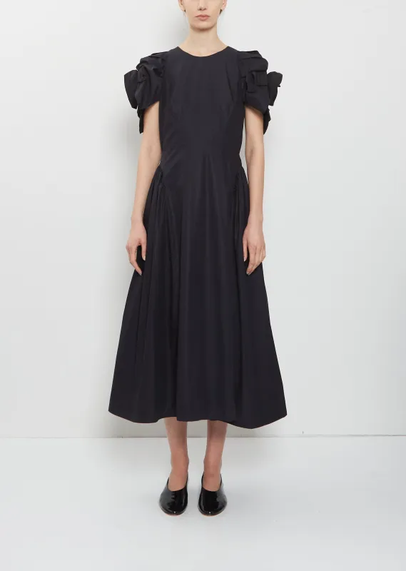 Rose Puff Sleeve Cotton Dress — Black sold by La Garconne