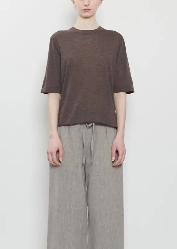 Nala Fine Cashmere Top — Brown Melange made by Loulou De Saison