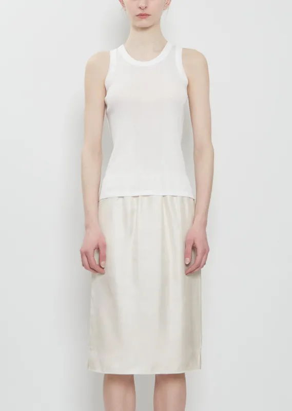 Limba Fitted Cotton Tank Top — White sold by La Garconne