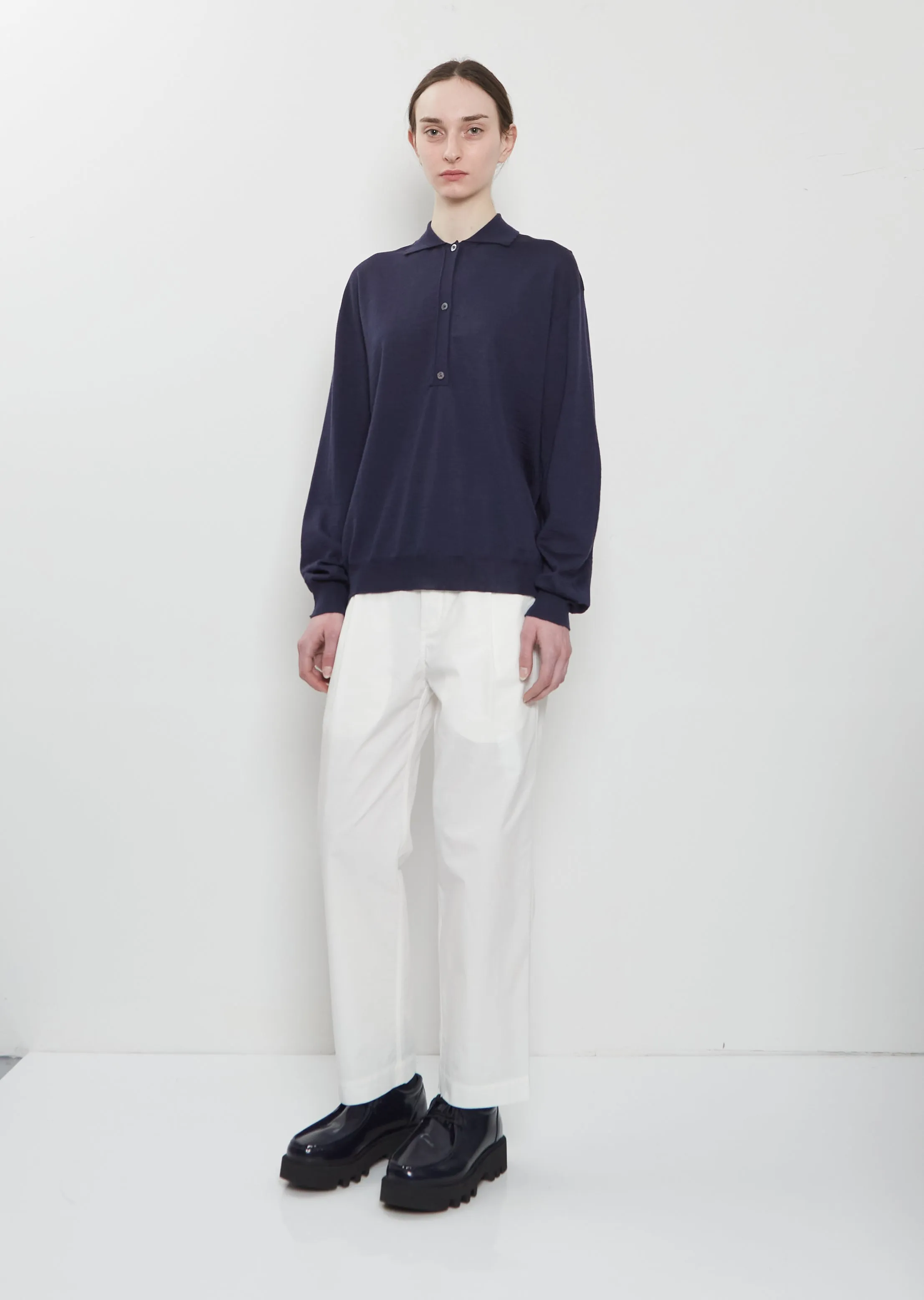 Morse Wool Polo Sweater — Midnight sold by La Garconne product image thumbnail 4