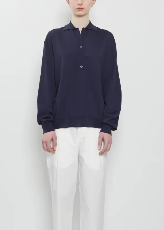 Morse Wool Polo Sweater — Midnight made by Sofie D'Hoore
