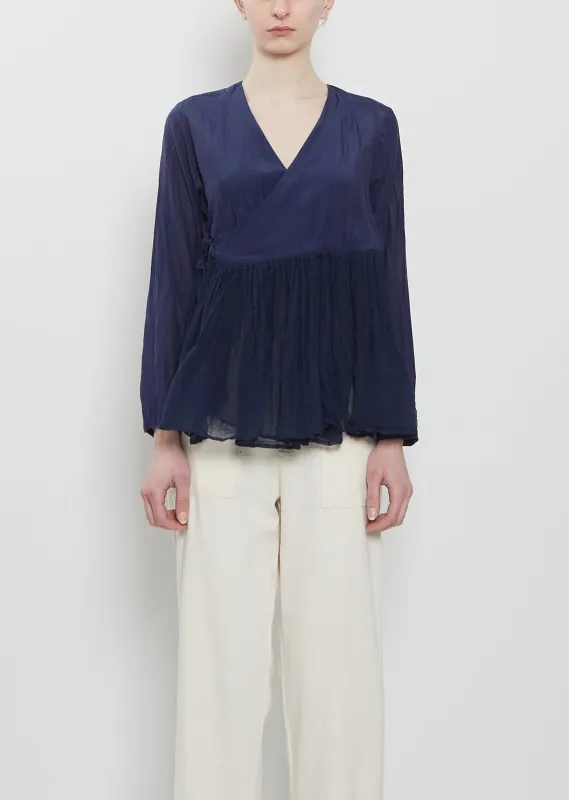 Cotton Silk Lawn Wrap Blouse made by Pas de Calais
