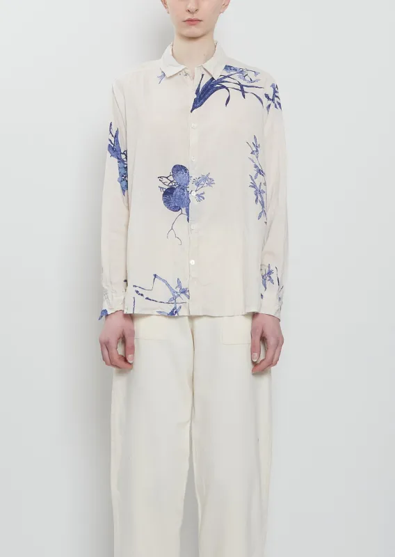 Japonism Flower Cotton Shirt — Ivory made by Pas de Calais