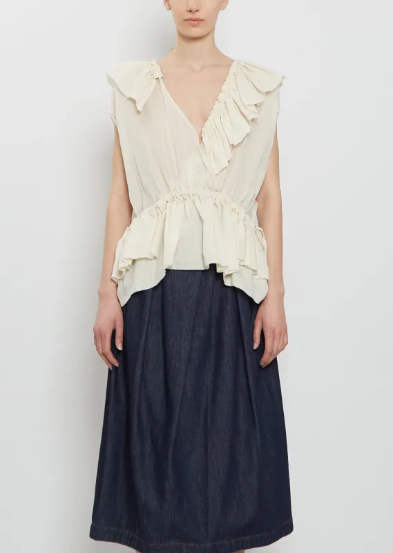 Cally Ruffles Ramie Top made by Dries Van Noten
