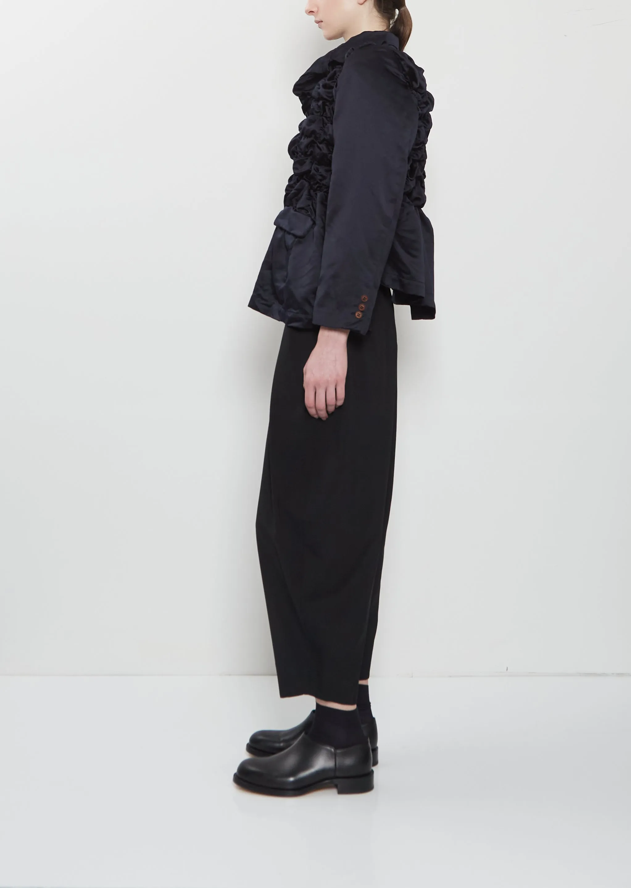 Satin Tech Asymmretic Ruched Blazer sold by La Garconne product image thumbnail 2