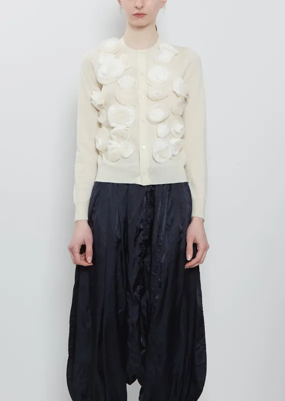 Flower Appliques Wool Cardigan made by La Garconne