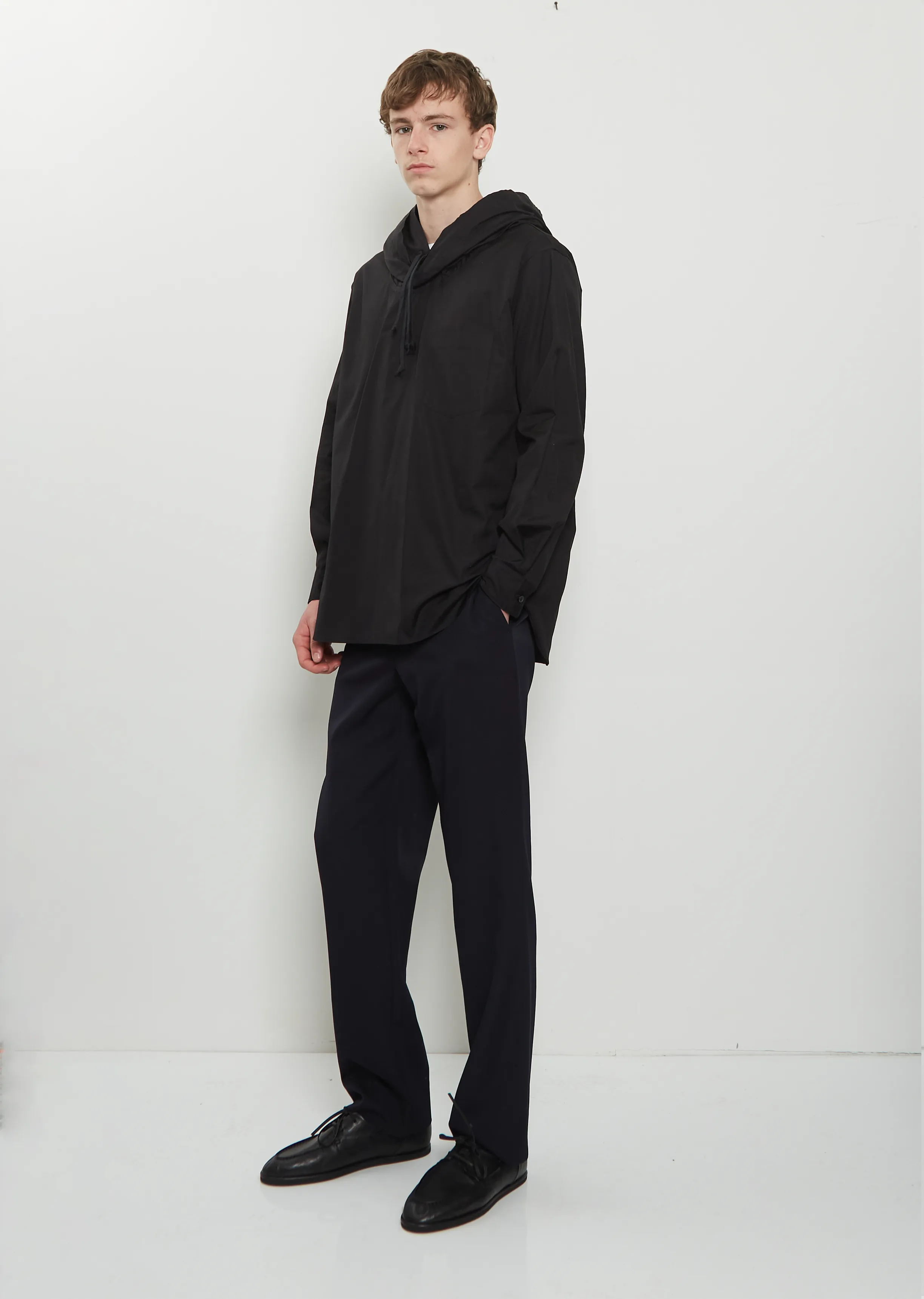 Cotton Double Hood Shirt — Black sold by La Garconne product image thumbnail 4