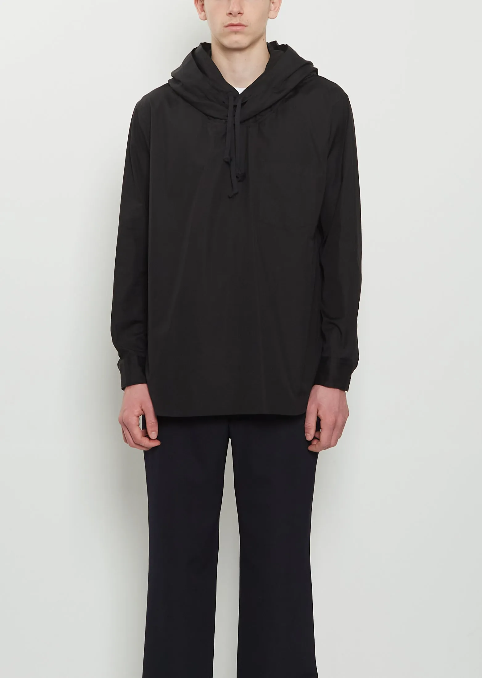 Cotton Double Hood Shirt — Black sold by La Garconne