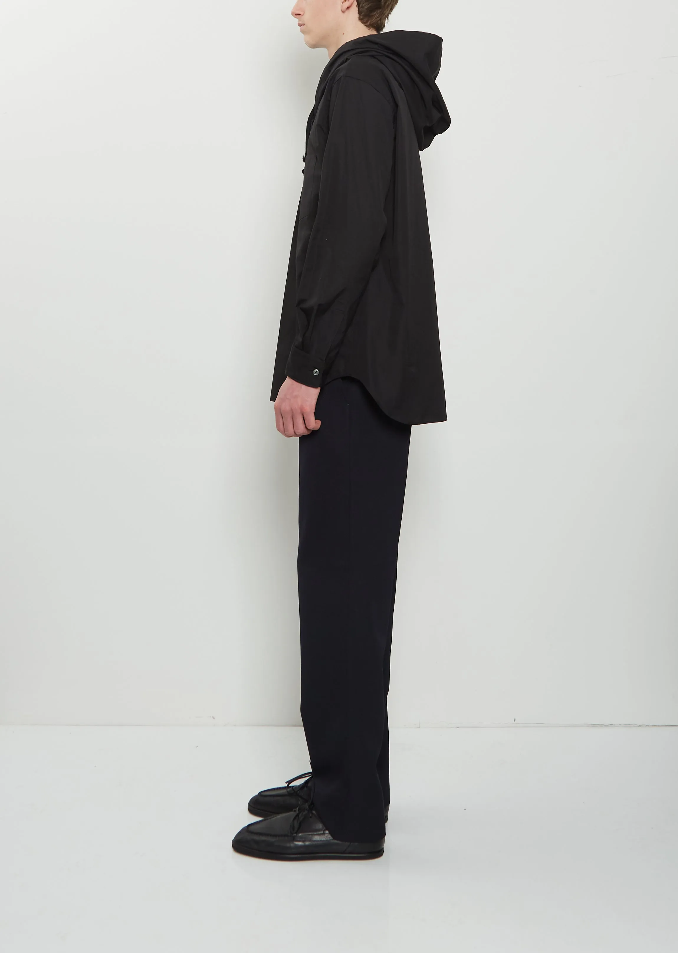 Cotton Double Hood Shirt — Black sold by La Garconne product image thumbnail 3