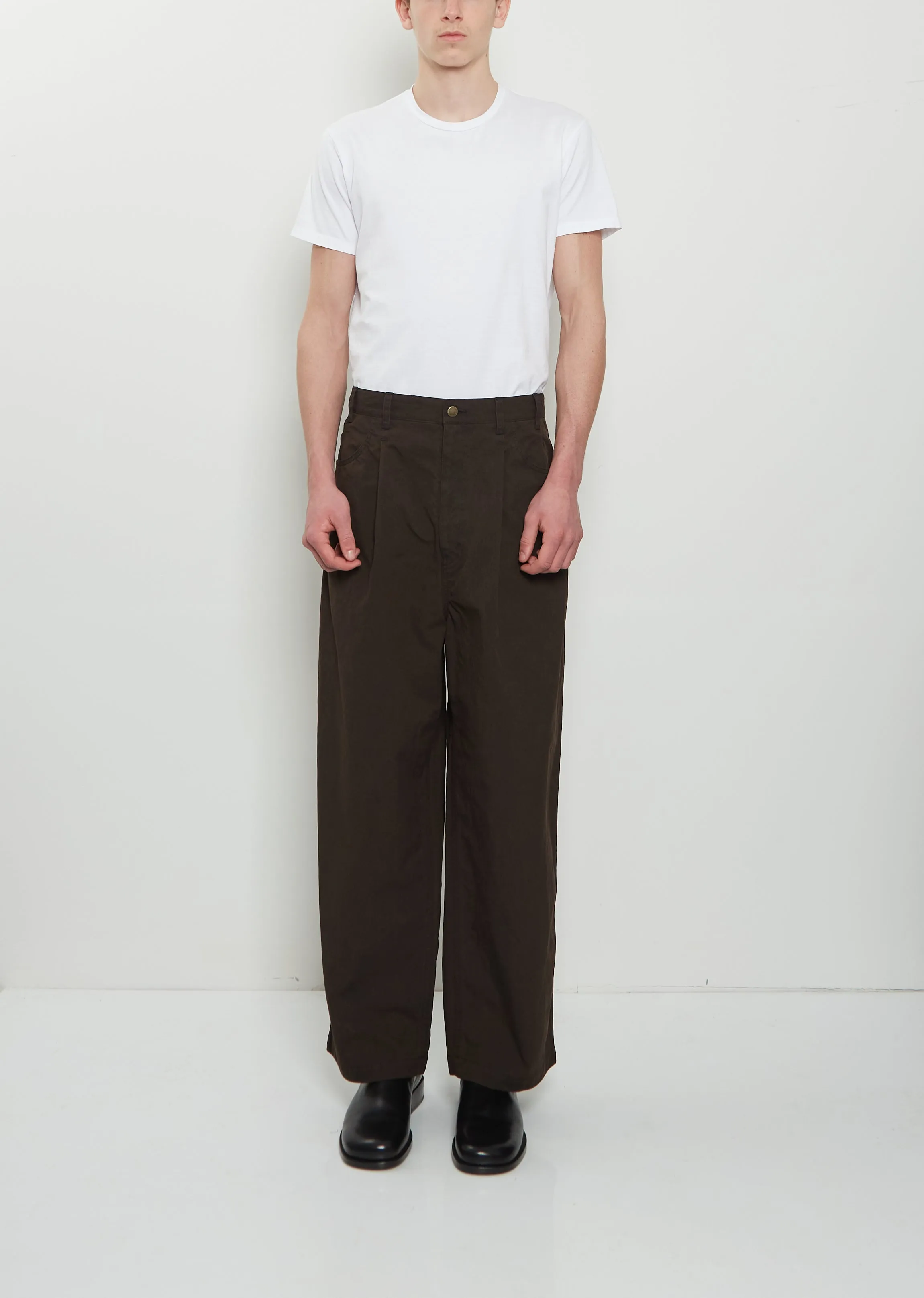 Technical Pleated Wide Pants sold by La Garconne