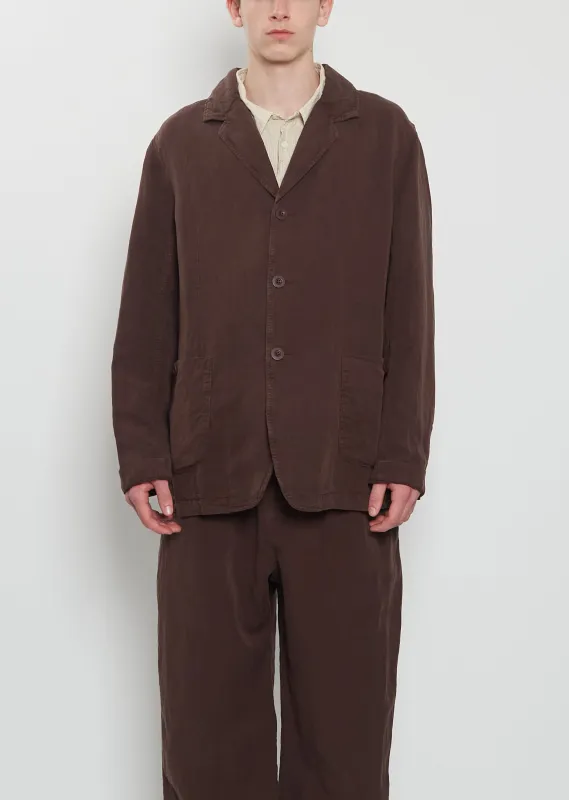 U Courte Linen Jacket — Brown made by La Garconne