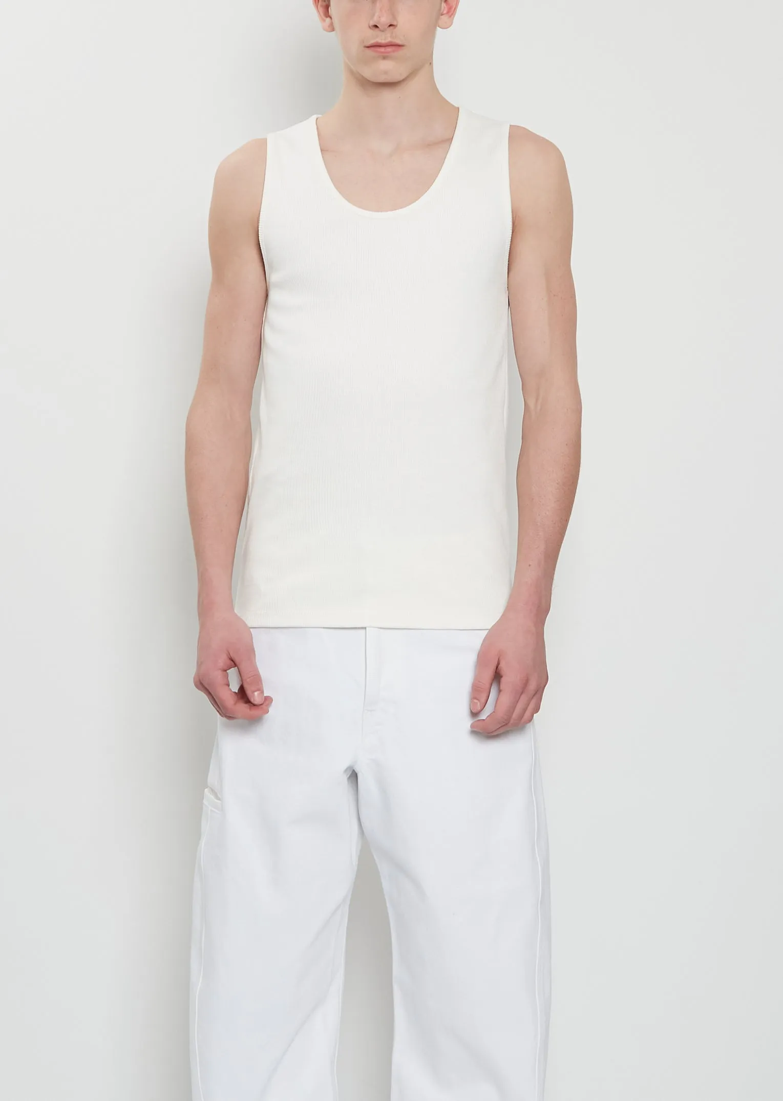 Rib Cotton Linen Tank Top — Milk sold by La Garconne