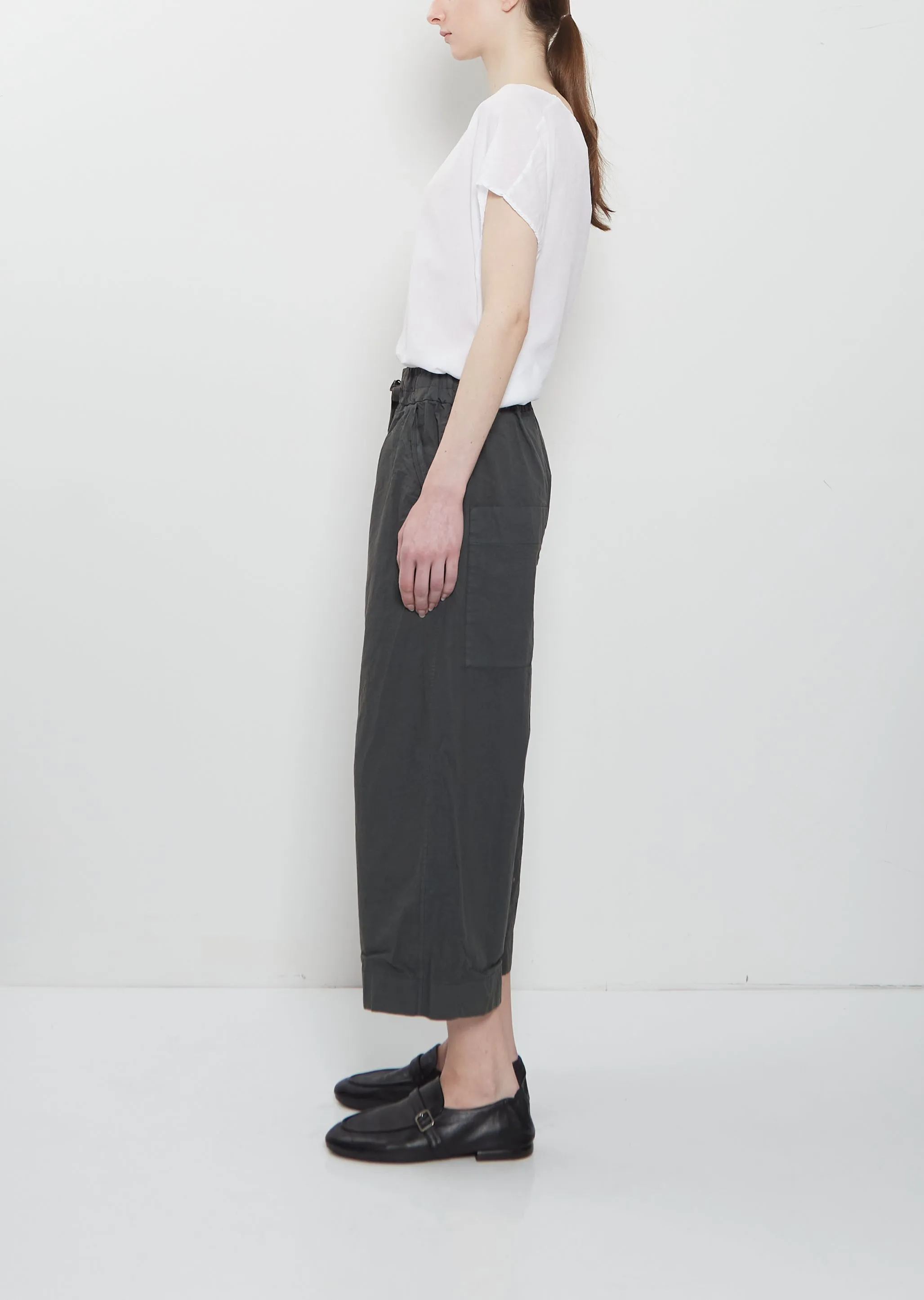 Compact Cotton Wide & Short Trousers — Thyme sold by La Garconne product image thumbnail 2