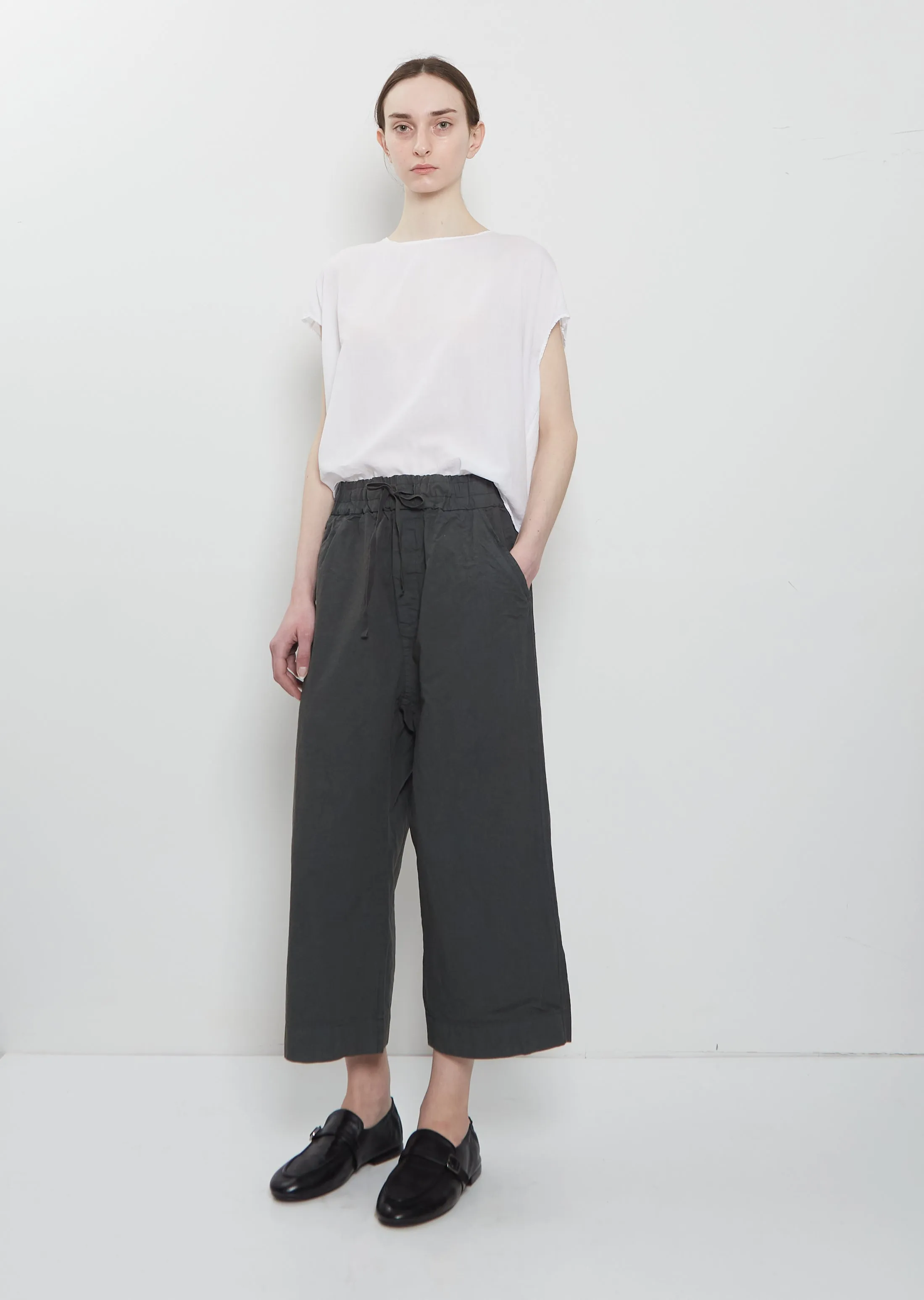 Compact Cotton Wide & Short Trousers — Thyme sold by La Garconne product image thumbnail 4