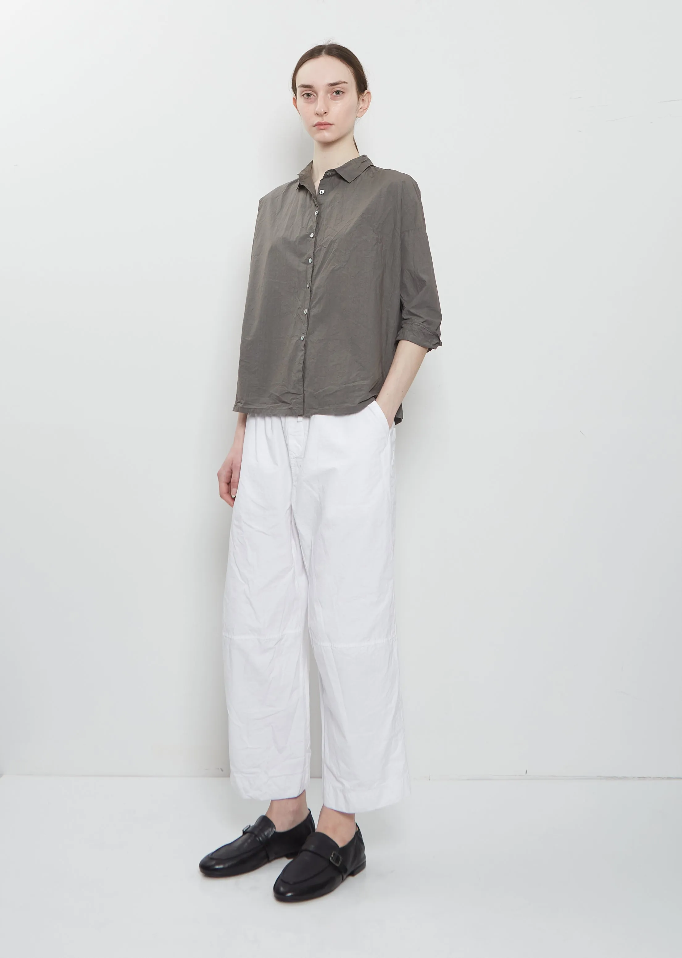 Ultra Light Canvas Short Collar Shirt — Anthracite sold by La Garconne product image thumbnail 4