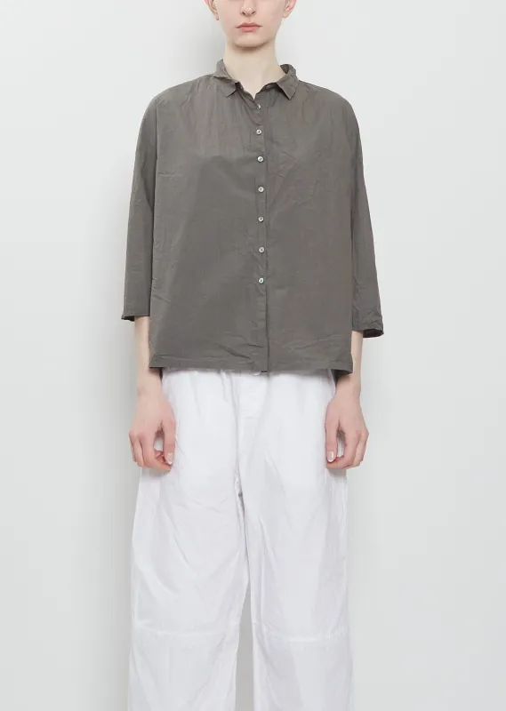 Ultra Light Canvas Short Collar Shirt — Anthracite sold by La Garconne