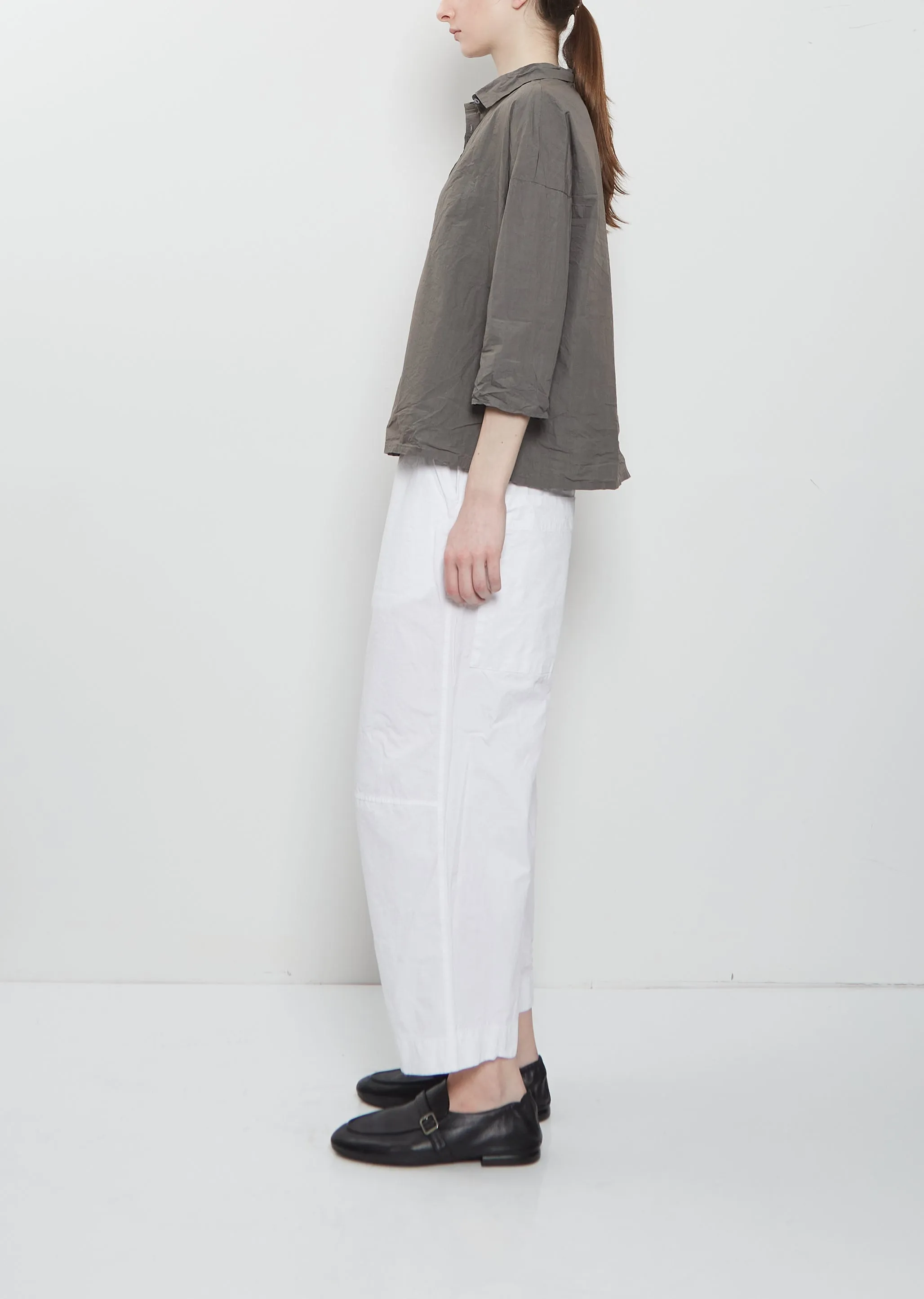 Ultra Light Canvas Short Collar Shirt — Anthracite sold by La Garconne product image thumbnail 2