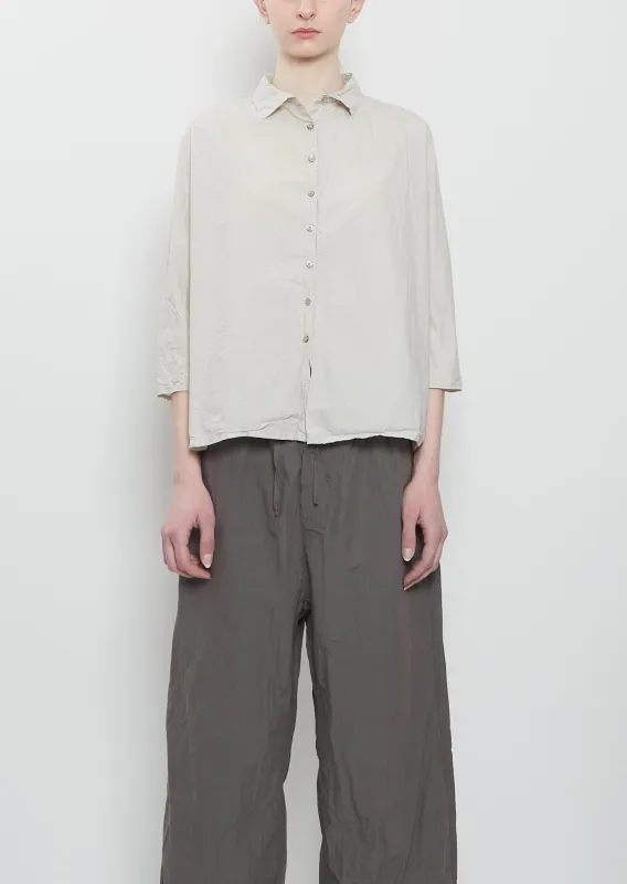 Ultra Light Canvas Short Collar Shirt — Pebble sold by La Garconne